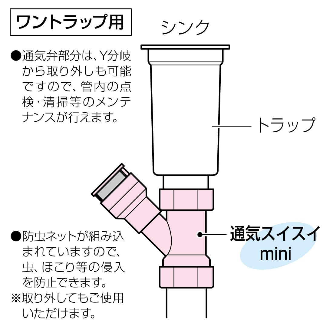 Amazon | 未来工業 排水用通気弁 通気スイスイminiワントラップ用
